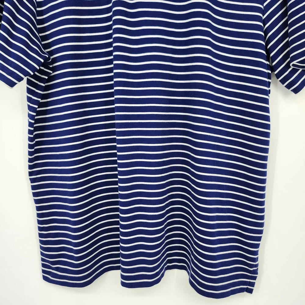 Polo Ralph Lauren Navy Striped Polo Shirt Mens XL Cotton Nantucket Prep Pony